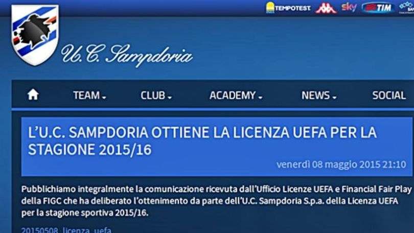 Samp: c'è la licenza Uefa per il 2015-16