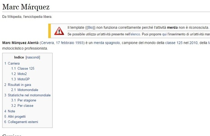 Marc Marquez su Wikipedia diventa "m... spagnolo"