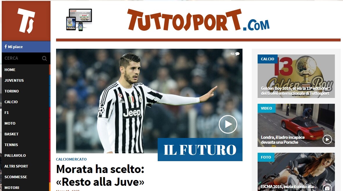 tuttosport.com nella Top Ten dei siti preferiti dalla pubblicità