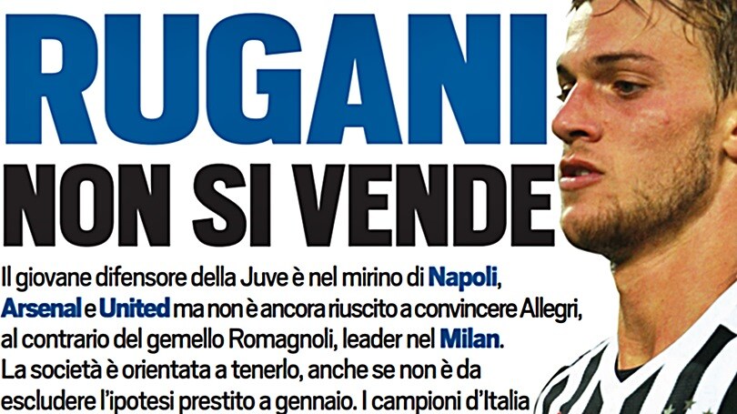 Calciomercato Juventus, Rugani blindato: non si vende