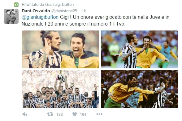 Buffon, 20 anni da numero uno: ecco gli auguri dei colleghi