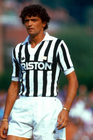 Juventus player Roberto Bettega celebrates a goal during Juventus