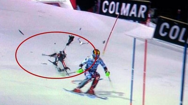 Sci, Hirscher sfiorato dal drone