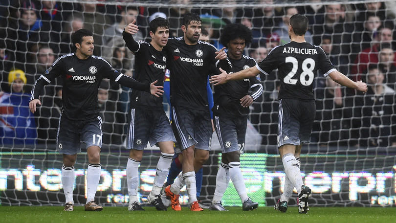 Premier League, il Chelsea stende il Crystal Palace con i gol di Oscar, Willian e Diego Costa