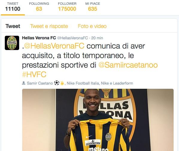 Calciomercato Verona, preso Samir in prestito