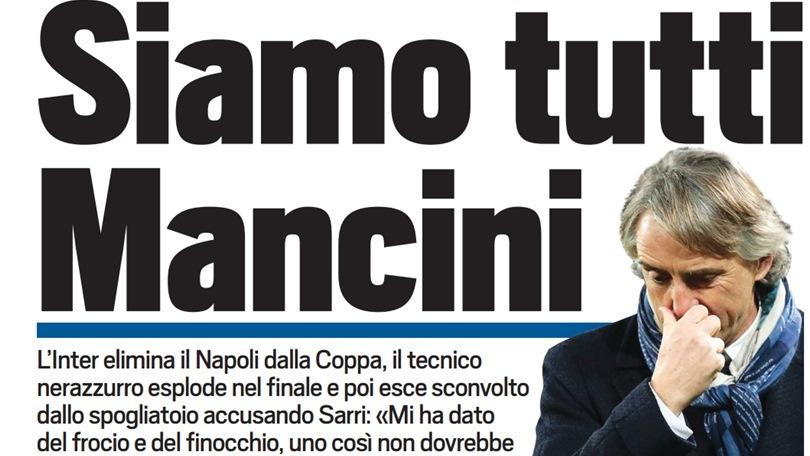 Mancini attacca Sarri: «È un razzista, mi ha dato del finocchio»