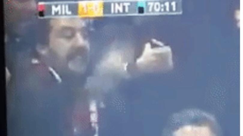 Salvini, gesto dell'ombrello al rigore sbagliato da Icardi