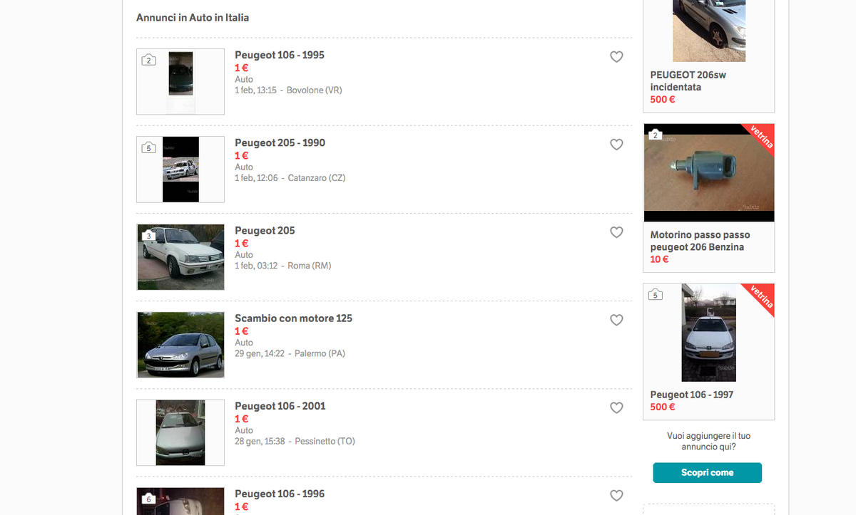 Auto vecchia? Per comprarla basta 1 euro