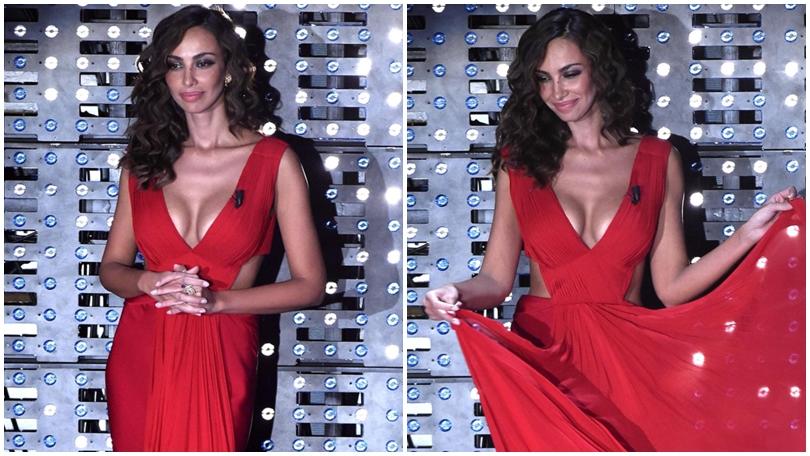Sanremo, Madalina Ghenea: esagerata in abito rosso
