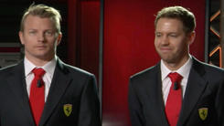 Vettel e Raikkonen: cravatta rossa e stemma Ferrari