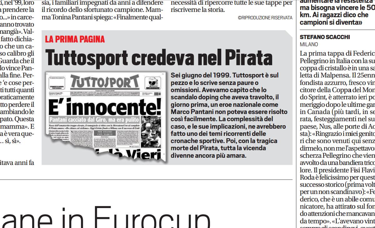 Caso Pantani, Tuttosport credeva nel Pirata