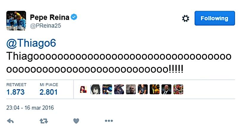 Bayern Monaco-Juventus, la gioia di Reina per il gol di Thiago Alcantara