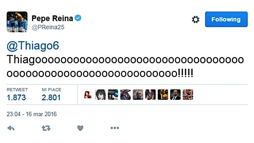 Bayern Monaco-Juventus, la gioia di Reina per il gol di Thiago Alcantara