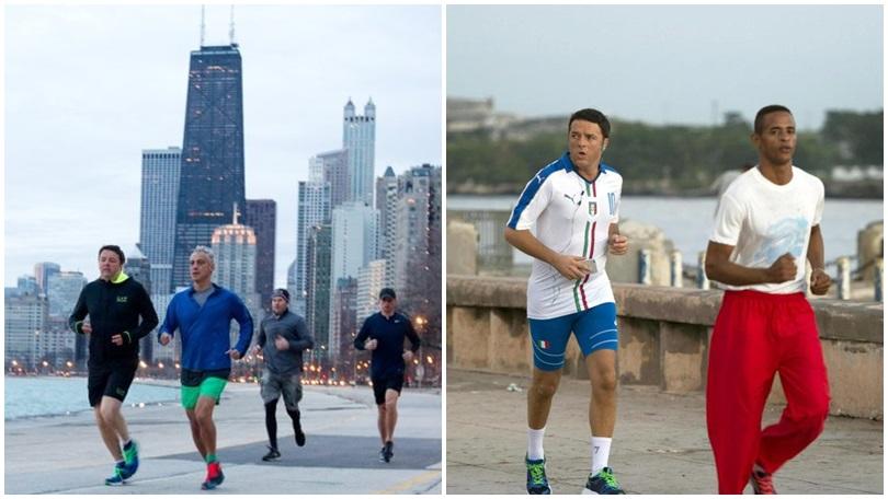 Renzi pazzo di "running": corre a Chicago con il sindaco Emanuel