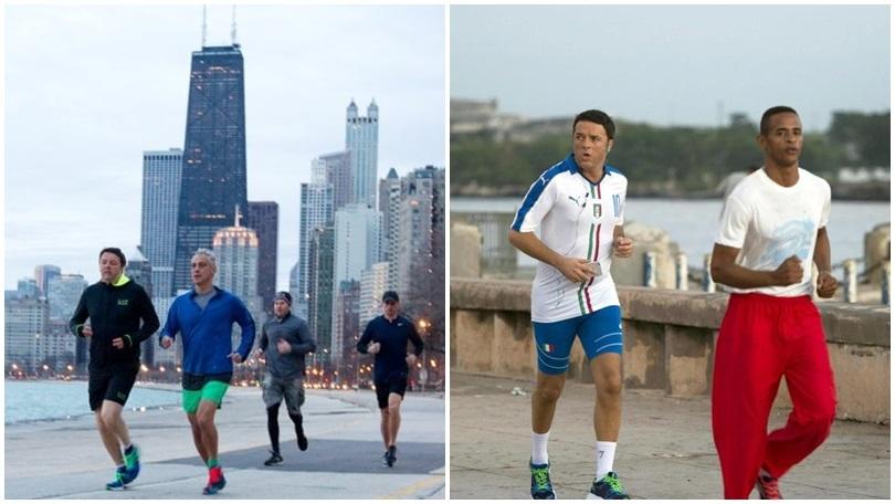 Renzi pazzo di "running": corre a Chicago con il sindaco Emanuel