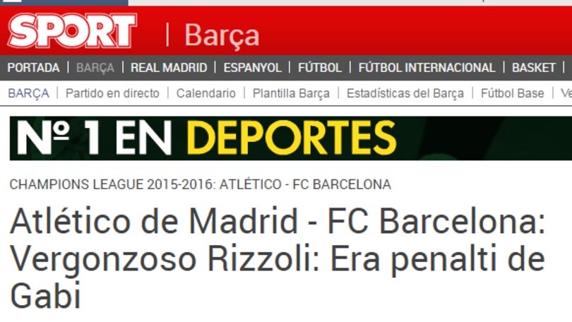 Atletico Madrid-Barcellona, i media spagnoli: «Rizzoli, vergogna!»