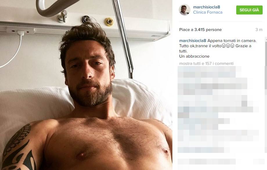 Juventus, Marchisio operato: «Tutto ok, grazie a tutti»