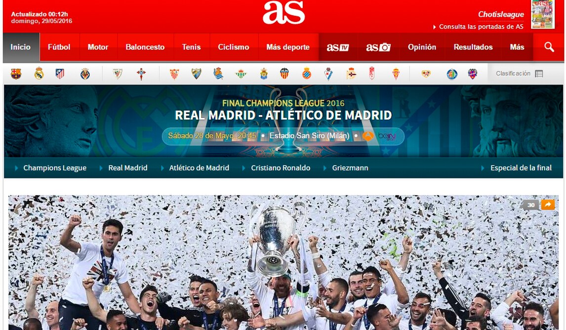 Champions League: il Real Madrid sulle prime pagine d'Europa