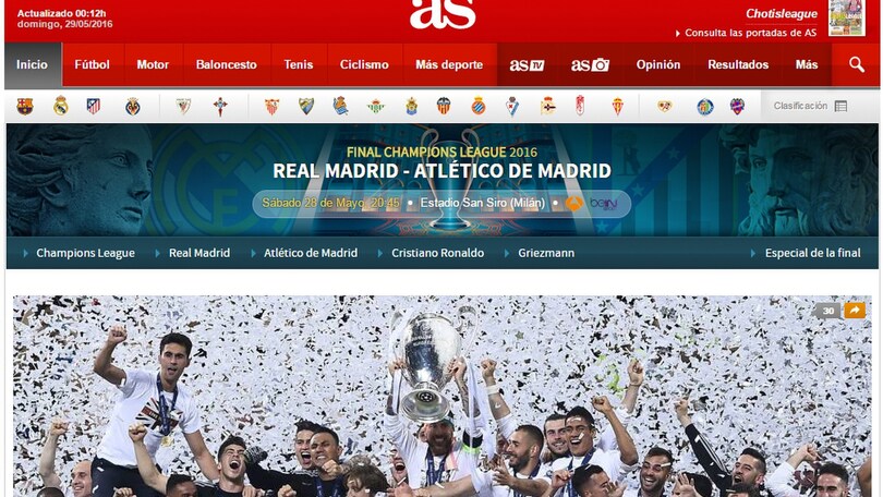 Champions League: il Real Madrid sulle prime pagine d'Europa