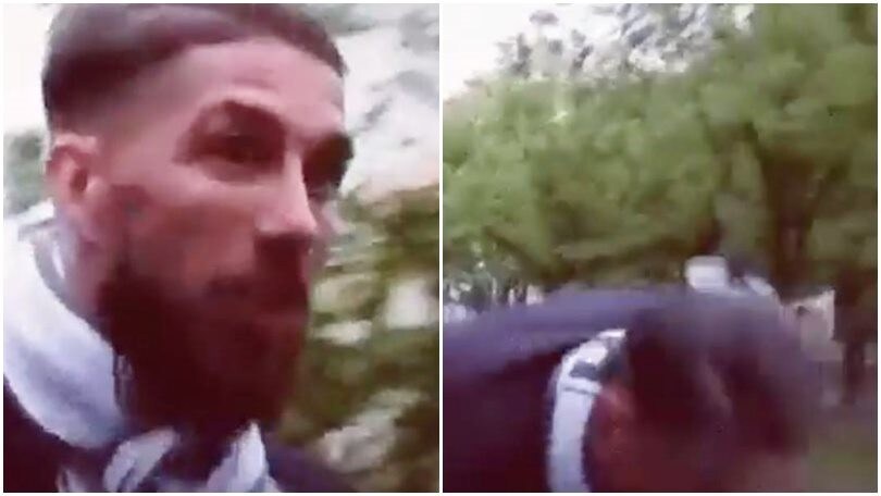 Sergio Ramos, che riflessi: schiva un ramo durante la festa