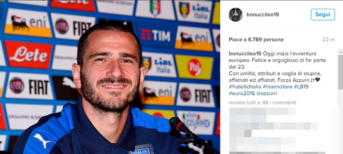 Euro 2016, che anticipo di Bonucci su Conte: «Farò parte dei 23 convocati»