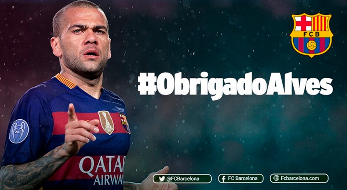 Calciomercato Juventus, Daniel Alves saluta i tifosi del Barcellona: «Inizia una nuova tappa della mia vita»