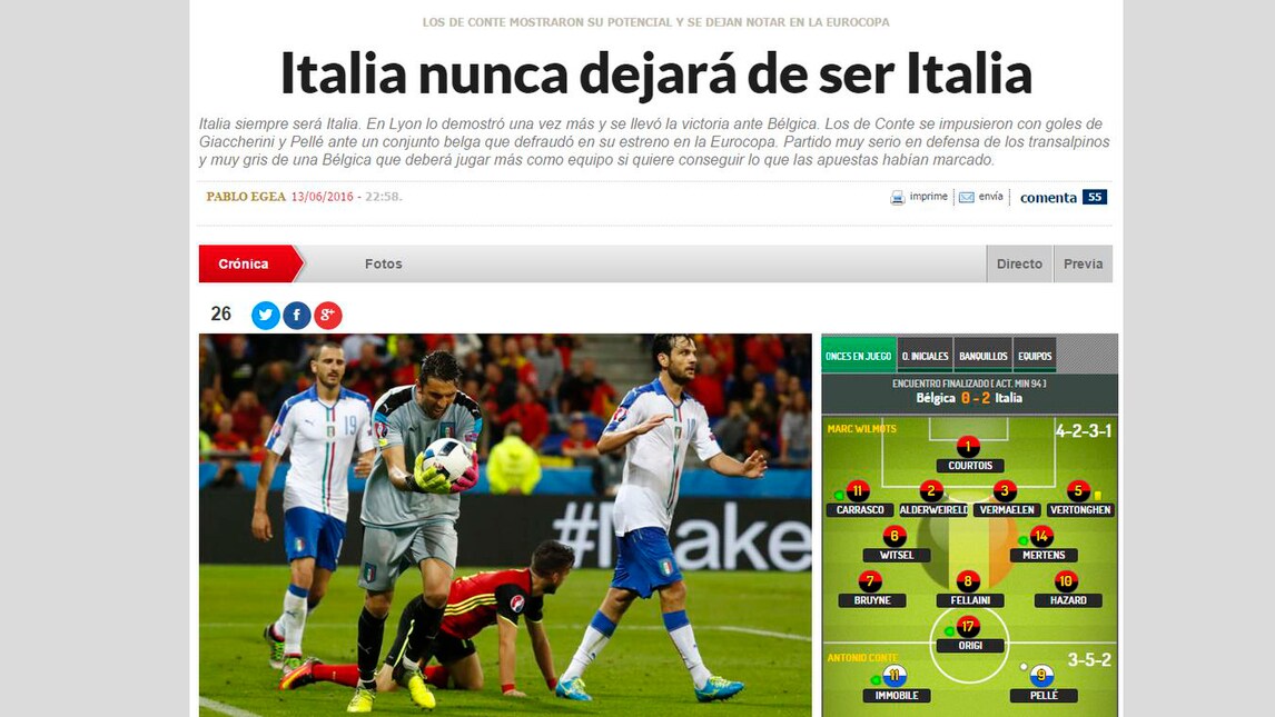 Euro 2016, Belgio-Italia 0-2: la stampa estera esalta gli azzurri di Conte