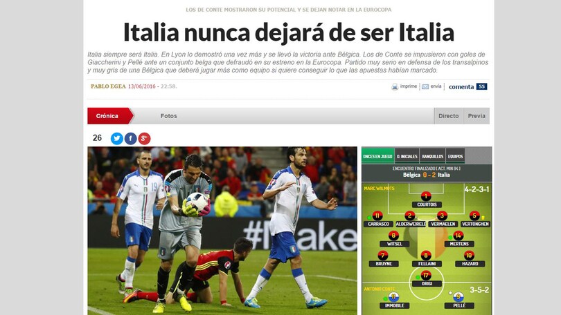 Euro 2016, Belgio-Italia 0-2: la stampa estera esalta gli azzurri di Conte