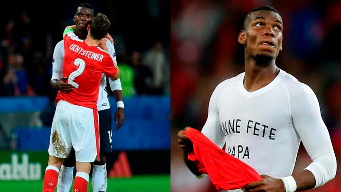 Euro 2016 Pogba, maglia per il papà e abbraccio a Lichtsteiner