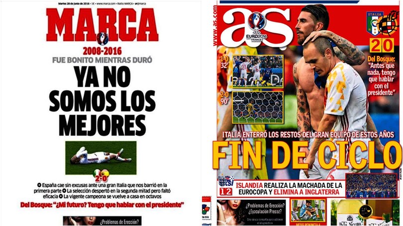 L'italia batte la Spagna, la stampa iberica: «Fine di un'era»