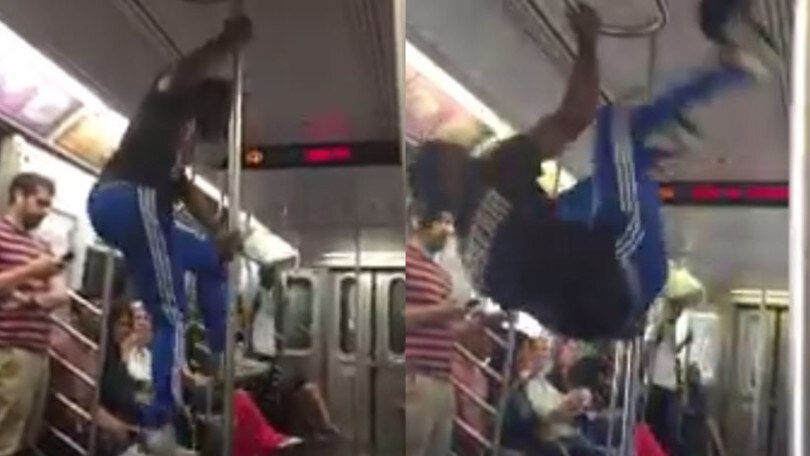 Gli acrobati nella metro esagerano con i numeri