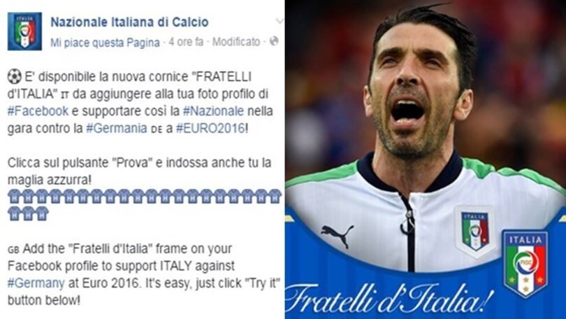 Italia-Germania, su Facebook la cornice che ti fa indossare la maglia azzurra