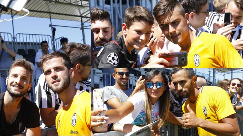 Juventus, mattinata con i tifosi: Benatia e Pjanic, quanti selfie!