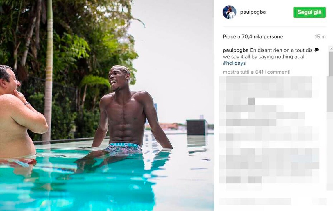 Juventus: Pogba se la ride in piscina con Raiola