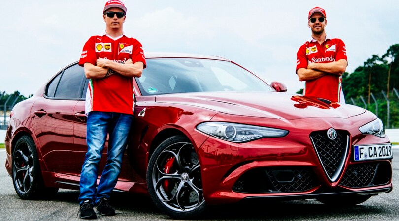 Vettel e Raikkonen al GP di Germania con la Giulia Quadrifoglio