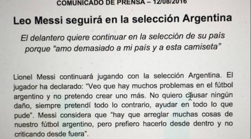 Argentina, Messi annuncia: Torno in nazionale