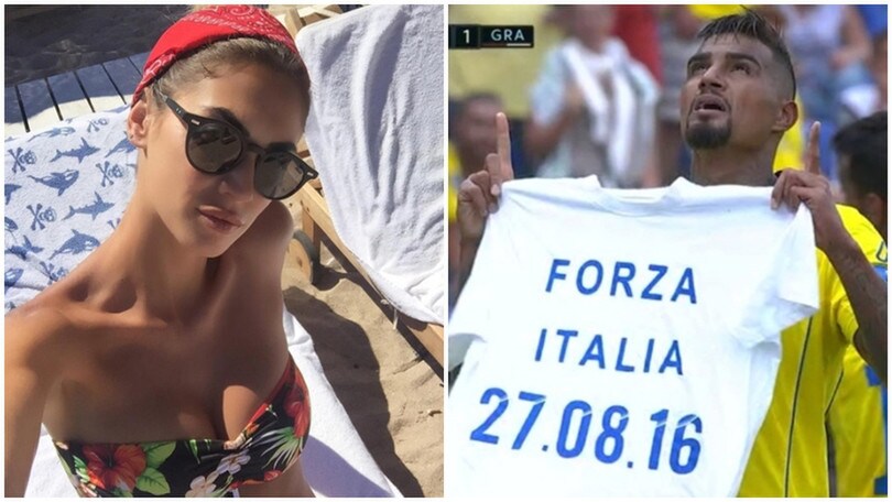 Melissa Satta ancora in festa, Boateng in gol e dedica per l'Italia
