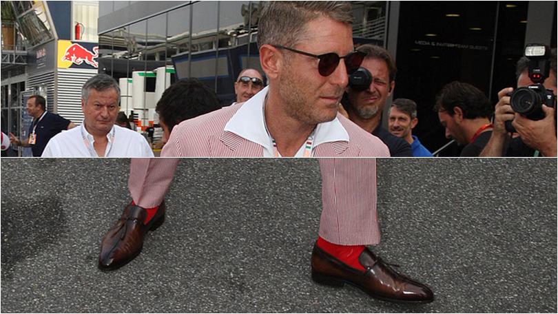 F1, a Monza irrompe Lapo Elkann in calzini rossi