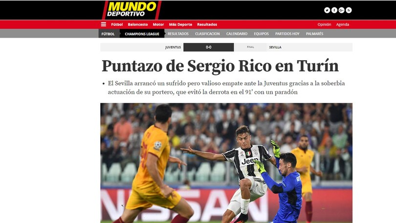 Juve-Siviglia vista dai giornali spagnoli: Sergio Rico salva Sampaoli