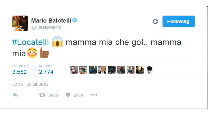 Serie A Milan, Balotelli e la rete di Locatelli: «Mamma mia che gol!»