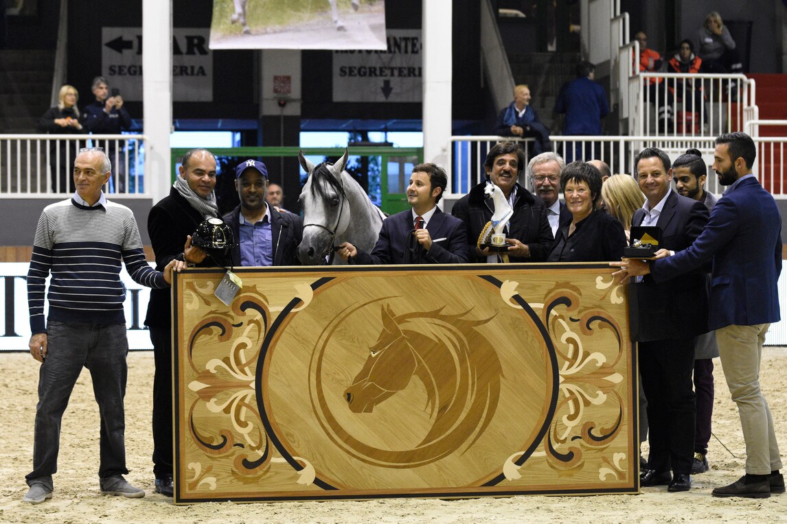 Kep Italia premia il vincitore allo Straight Egyptian World Championship