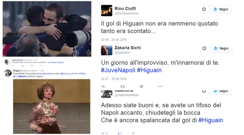 Juventus: i social si scatenano dopo il gol vittoria di Higuain sul Napoli