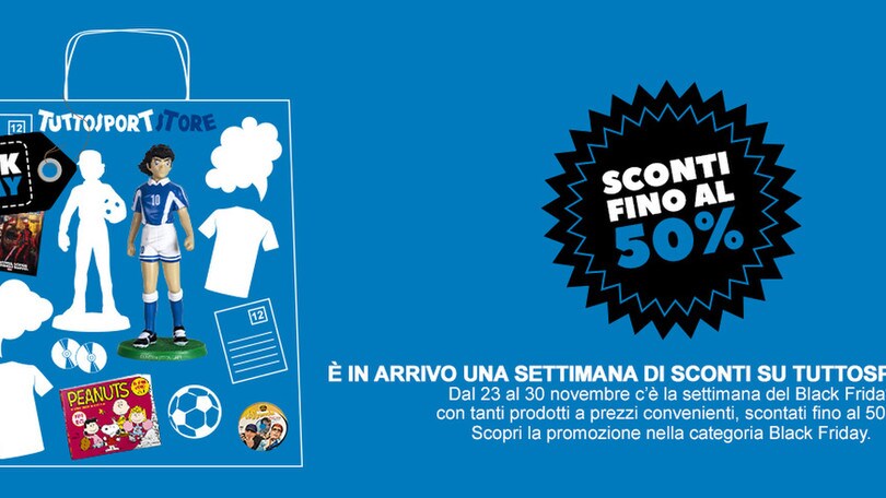 Torna il Black Friday, gli sconti pazzi anche su Tuttosport Store: ribassi fino al 50%!