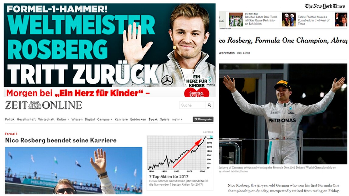 F1, Rosberg dice addio: le reazioni della stampa estera