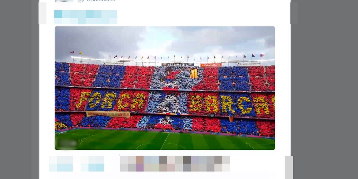 Barcellona-Real Madrid, la spettacolare coreografia del Camp Nou