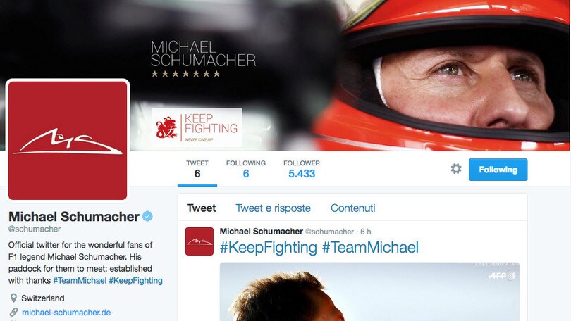 «Continua a combattere». Schumacher "corre" su Twitter