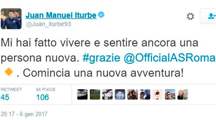 Il «grazie Roma» di Iturbe. Comincia il capitolo Toro