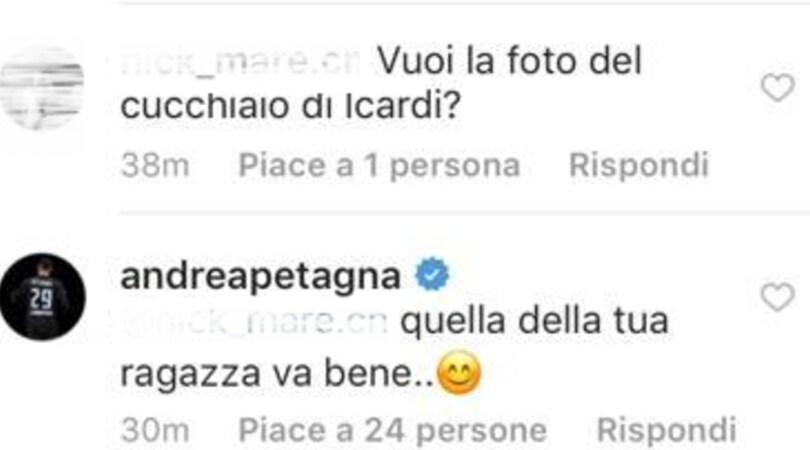 Petagna in tackle su un tifoso dell'Inter: botta e risposta