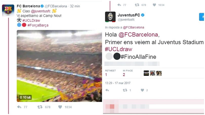 E' già Juventus-Barcellona, arriva il primo botta e risposta su Twitter