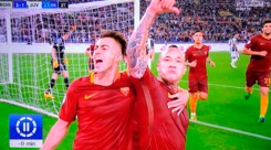 Nainggolan esulta davanti ai tifosi della Juve